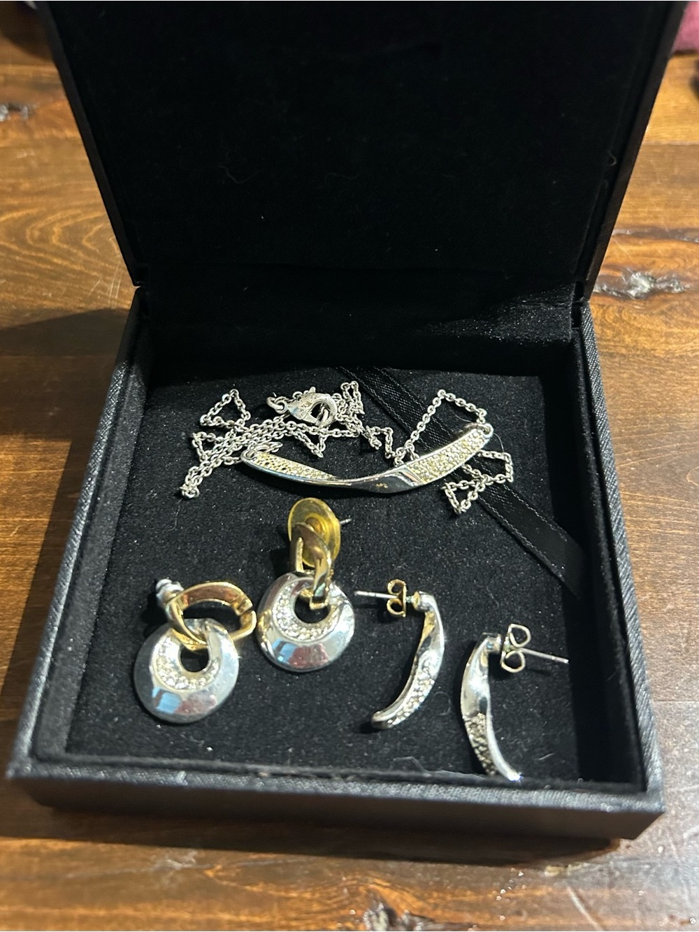 Mixed Metal Silver and Gold Drop Earrings Set - Two-Pair Women's Earrings
